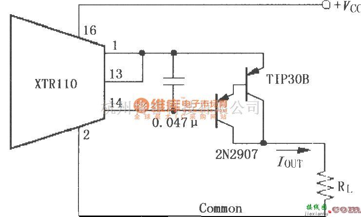 电流环放大中的XTR110使用外部PNP晶体管的电路  第1张