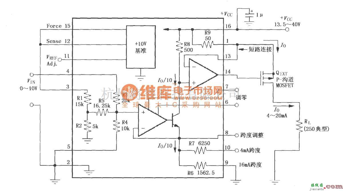 电流环放大中的XTR110基本连接电路  第1张