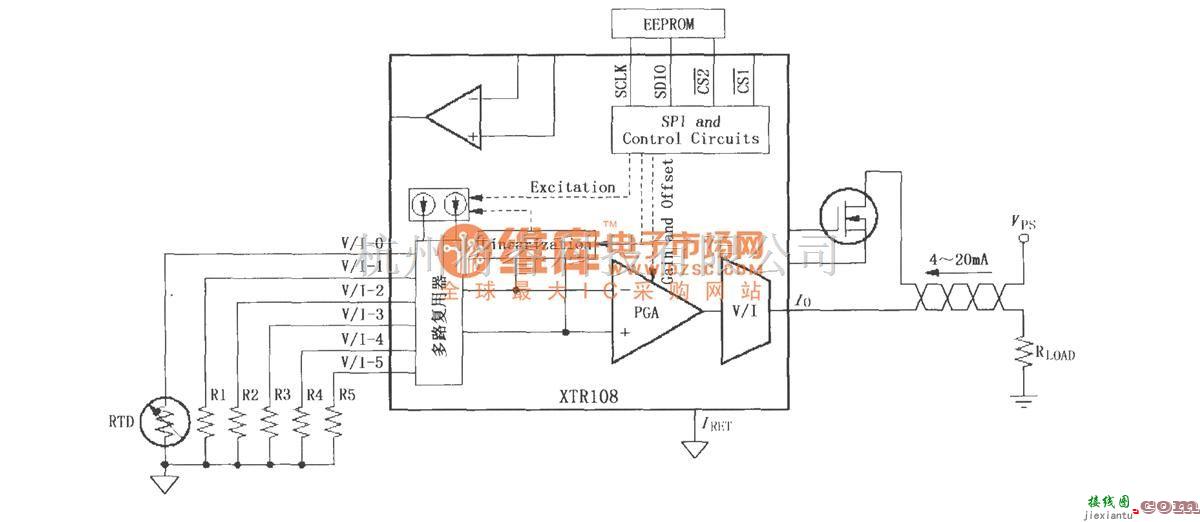 电流环放大中的XTR108 可编程的4～20mA两线电流变送器  第2张