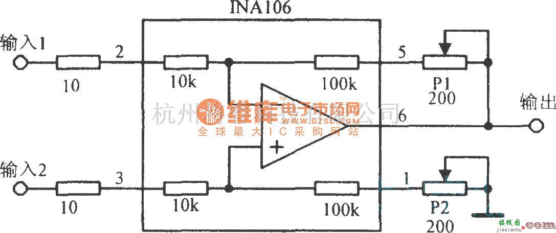 增益可调放大中的增益及共模抑制比可调的差动放大电路  第1张