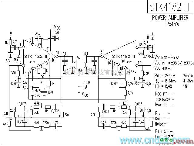 集成音频放大中的STK4128功放电路  第1张