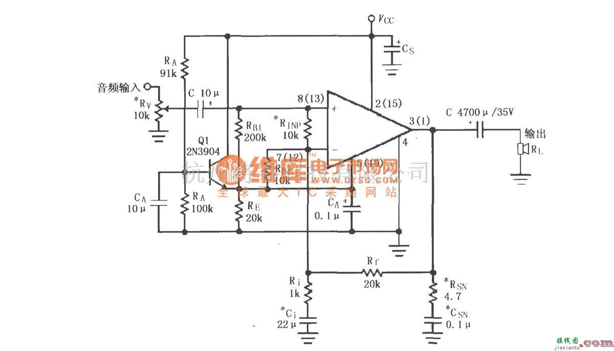集成音频放大中的LM4730／4731的单电源供电音频功率放大电路  第1张