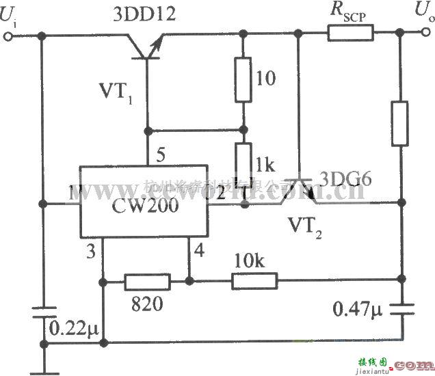 电源电路中的用NPN型功率晶体管扩流的CW200集成稳压电源  第1张
