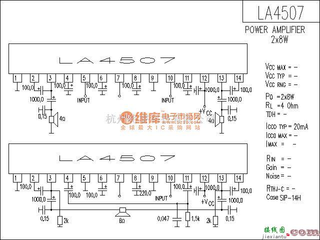 集成音频放大中的LA4507功放电路  第1张