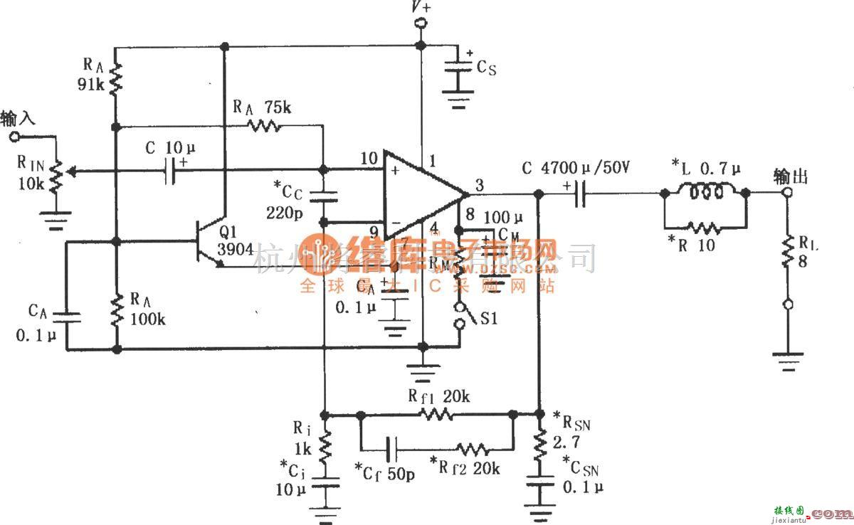 集成音频放大中的LM3876／3886的单电源供电音频功率放大器  第1张