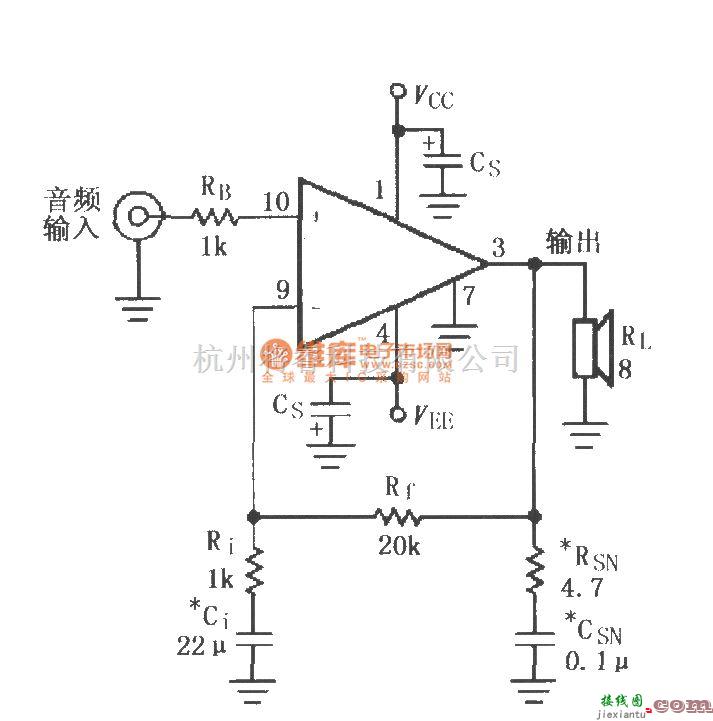 集成音频放大中的LM4700／4701的双电源供电音频功率放大电路  第1张