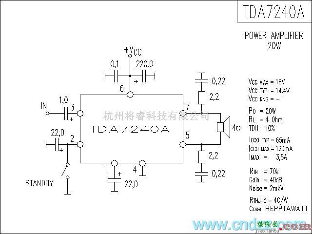 集成音频放大中的TDA7240A功放电路  第1张