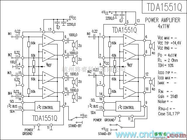 集成音频放大中的TDA1551Q功放电路  第1张