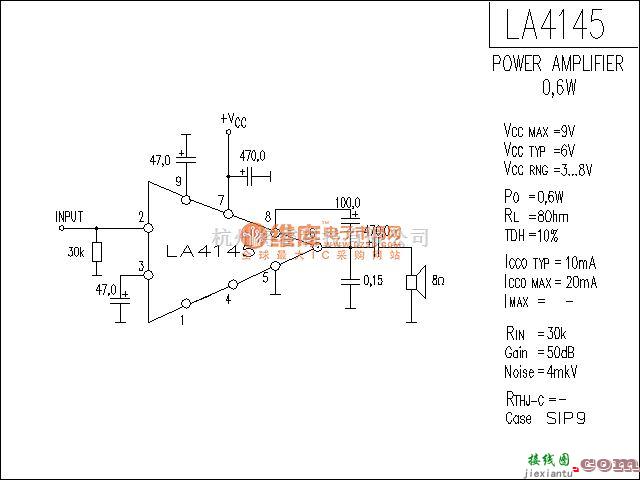 集成音频放大中的LA4145功放电路  第1张