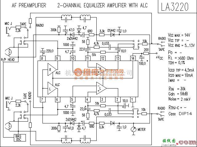 集成音频放大中的LA3220功放电路  第1张