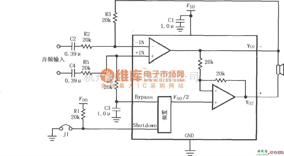 集成音频放大中的LM4819的差分输入音频放大电路  第1张