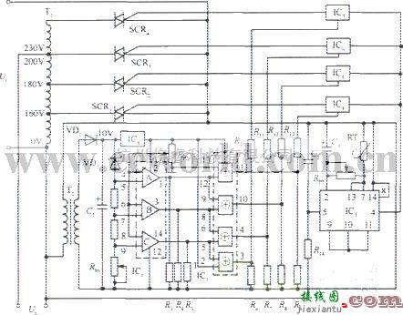 电源电路中的由集成电路和双向可控硅构成的自动调压式稳压电源电路  第1张