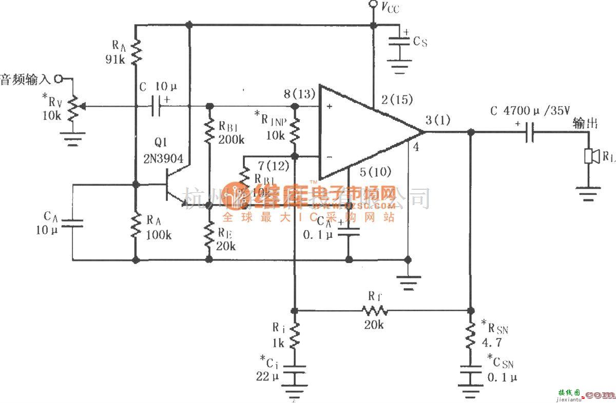 集成音频放大中的LM4765单电源音频功率放大电路  第1张