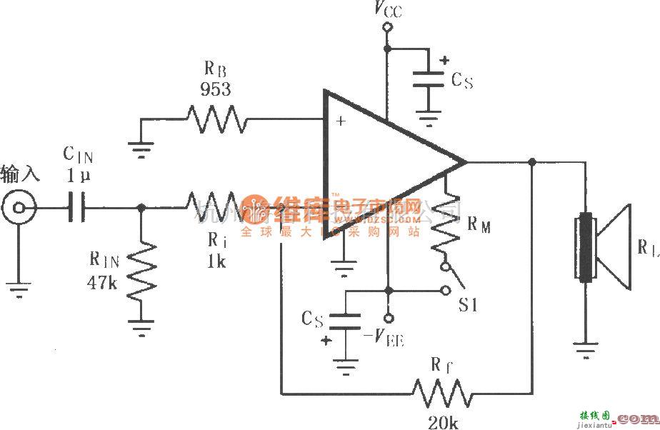 集成音频放大中的由LM4780构成的反相功率放大电路  第1张