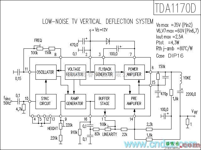 集成音频放大中的TDA1170D功放电路  第1张