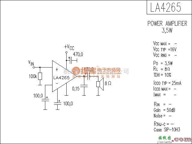 集成音频放大中的LA4265功放电路  第1张