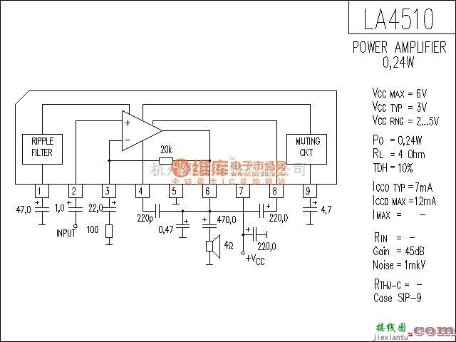 集成音频放大中的LA4510功放电路  第1张