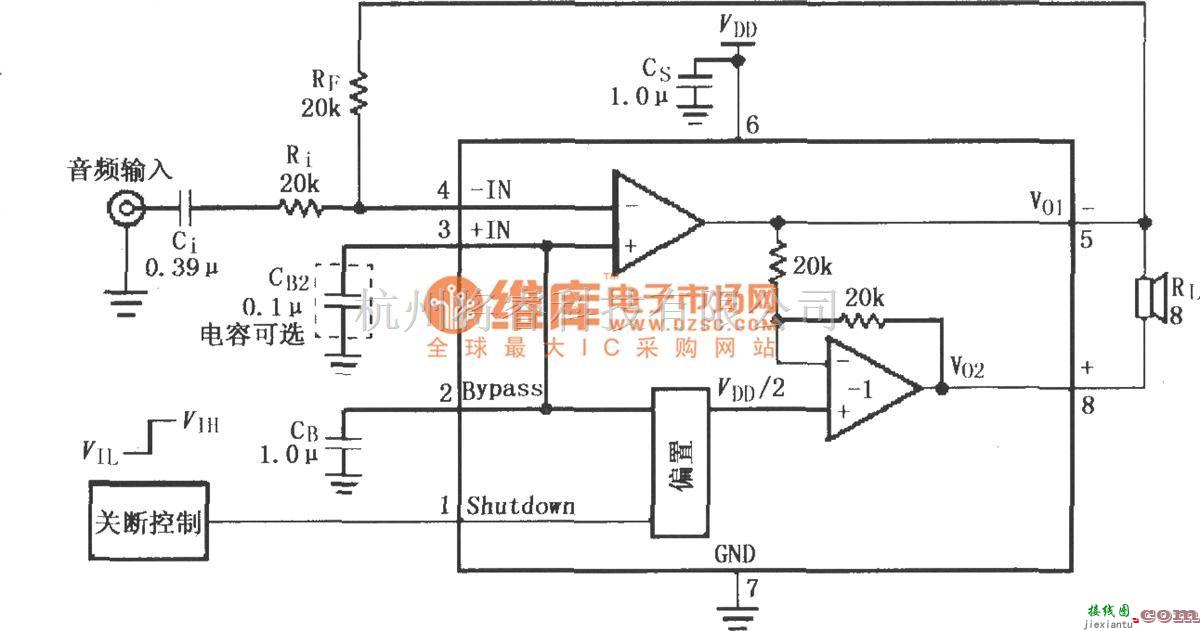 集成音频放大中的LM4818的音频功率放大电路  第1张