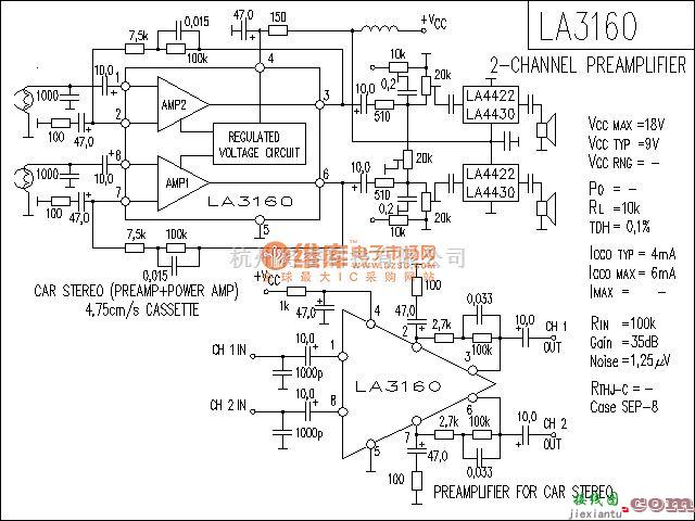 集成音频放大中的LA3160功放电路  第1张