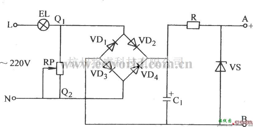 电源电路中的用白炽灯作变压器的稳压电路  第1张