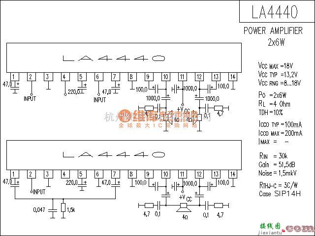 集成音频放大中的LA4440功放电路  第1张