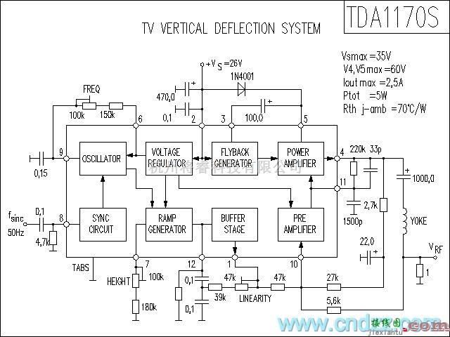集成音频放大中的TDA1170S功放电路  第1张