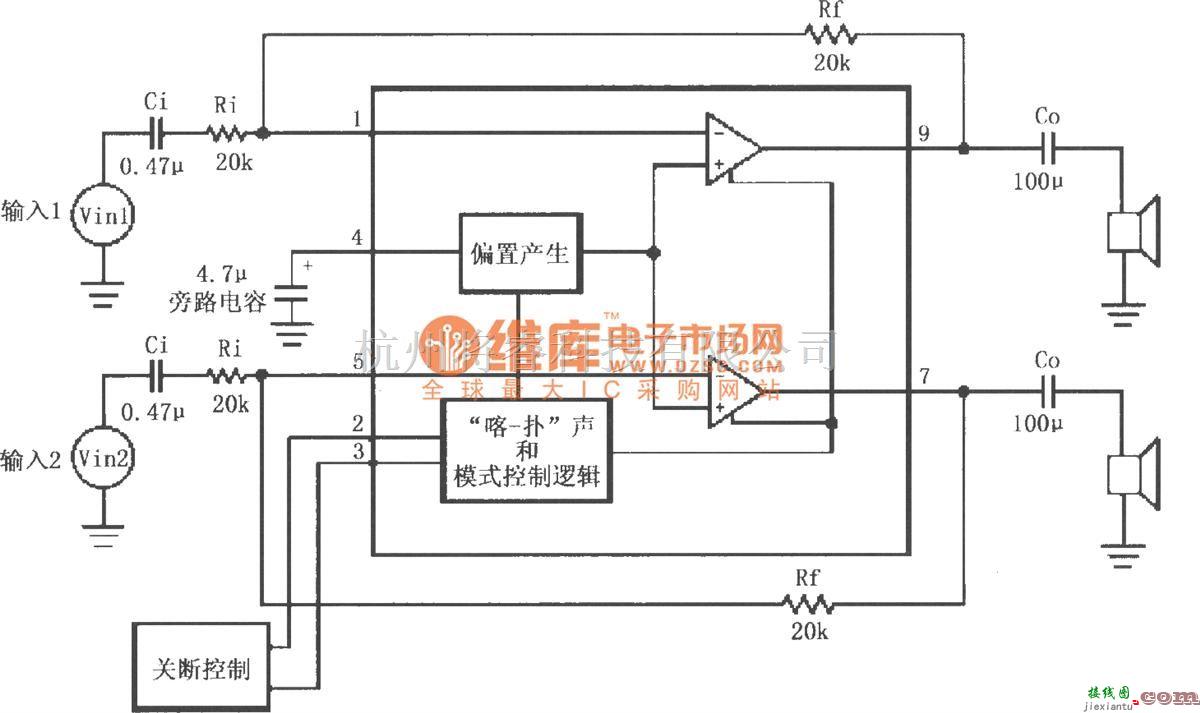 集成音频放大中的LM4912用于双声道的放大电路  第1张