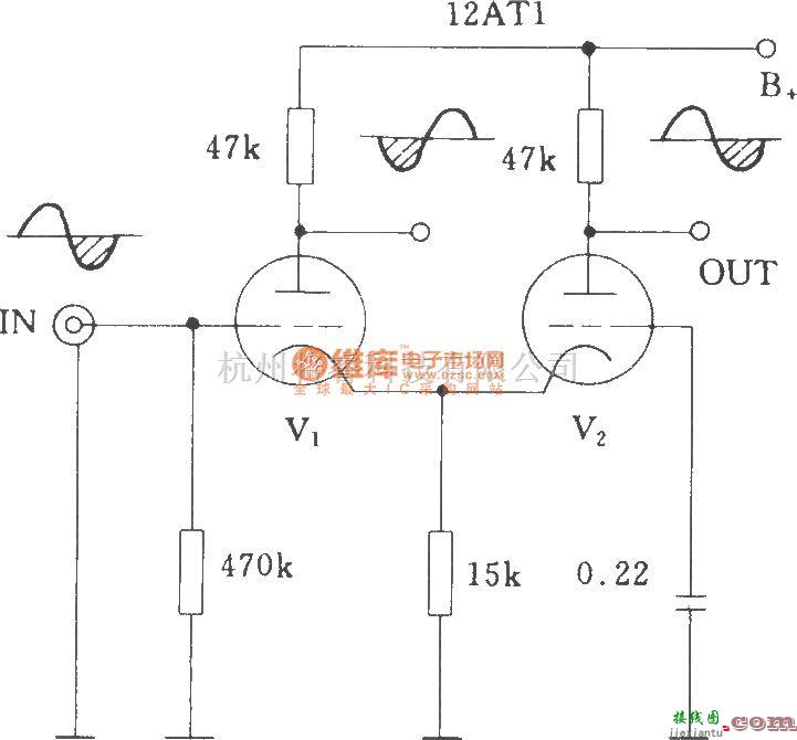 电子管功放中的电子管差分式倒相电路  第1张