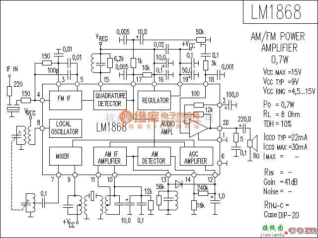 集成音频放大中的LM1868功放电路  第1张