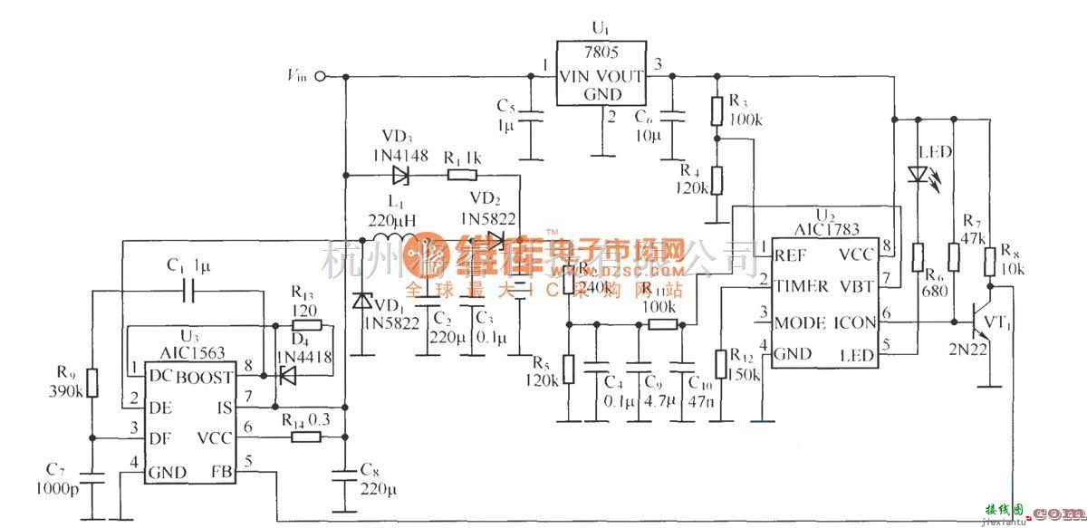 电源电路中的用AICl783作为控制器的镍氢,镍镉电池充电器电路  第1张