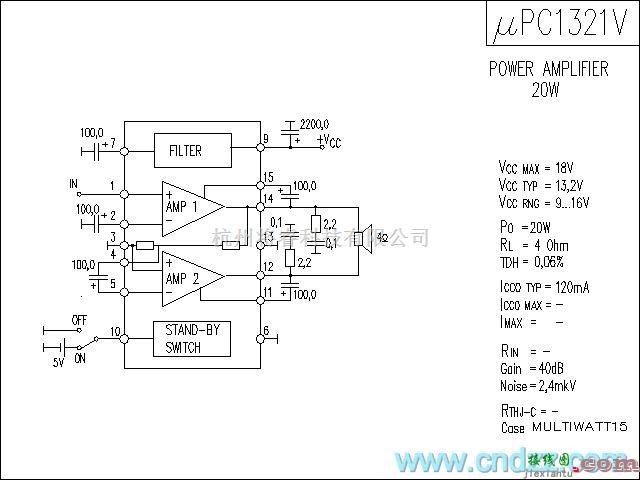 集成音频放大中的uPC1321V功放电路  第1张