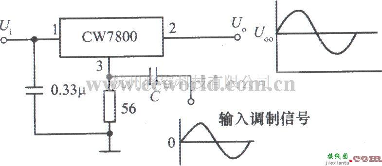 电源电路中的由集成稳压器CW7800构成的功率调幅器电路  第1张