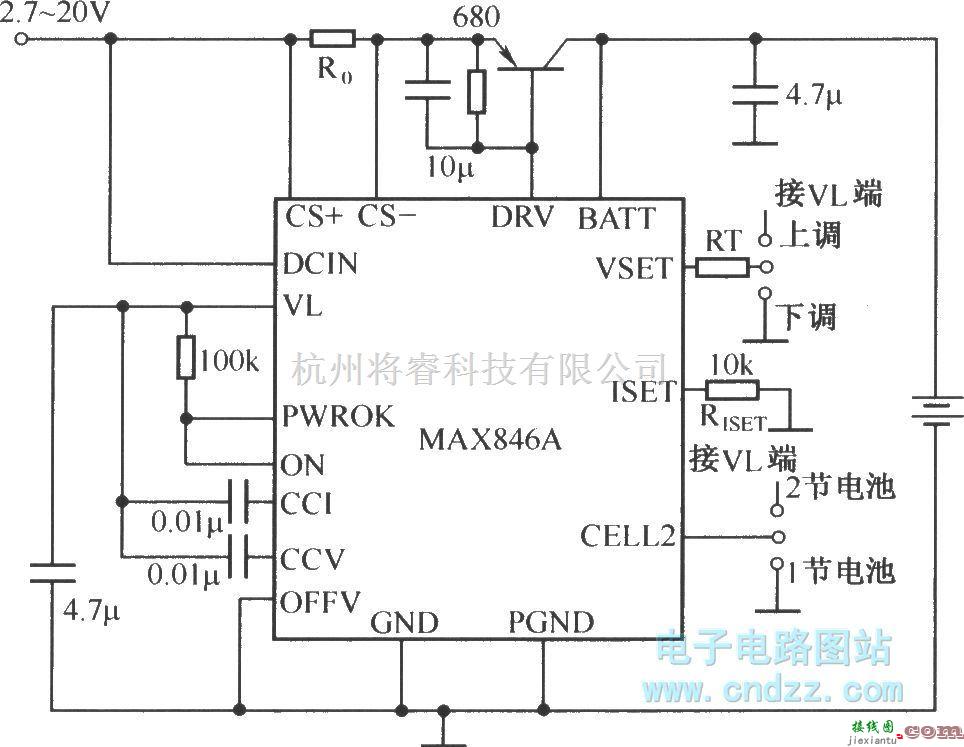 电源电路中的由MAX846A构成的实用锂离子电池充电器电路  第1张