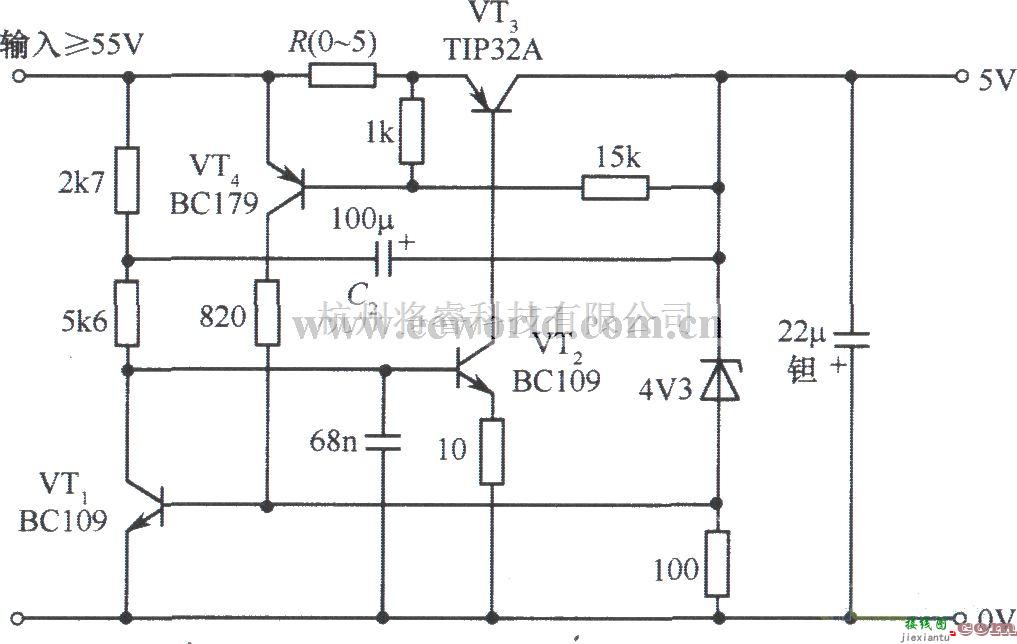 电源电路中的具有过截保护的5v稳压电源电路  第1张