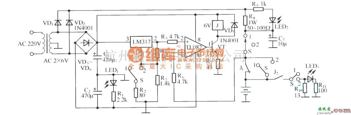 电源电路中的镉镍电池自动充放电器的电路  第1张