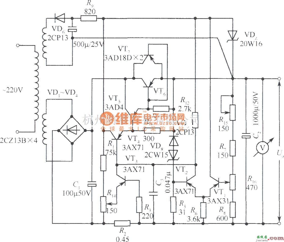 电源电路中的具有限流保护的24V稳压电源电路  第1张