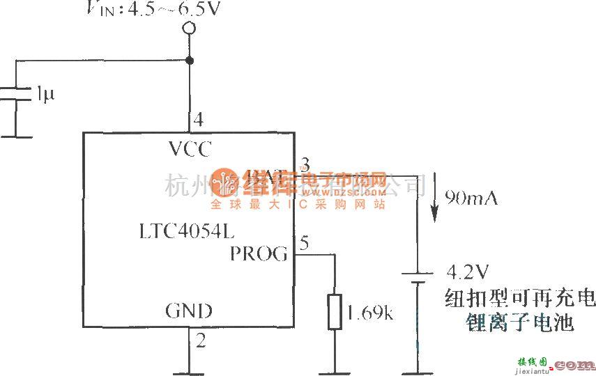 电源电路中的纽扣型可再充电锂离子电池充电电路  第1张