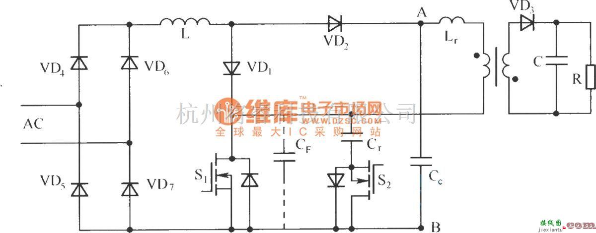 电源电路中的带有源钳位和软开关功能的Boost单级隔离式PFC变换器  第1张