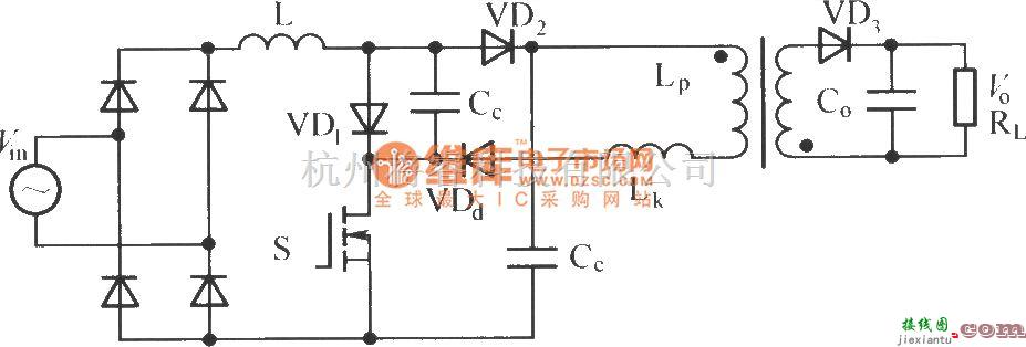 电源电路中的带有再生钳位功能的Boost反激型单级隔离式PFC变换器  第1张