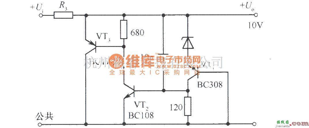 电源电路中的消除纹波的IOV稳压电源电路  第1张