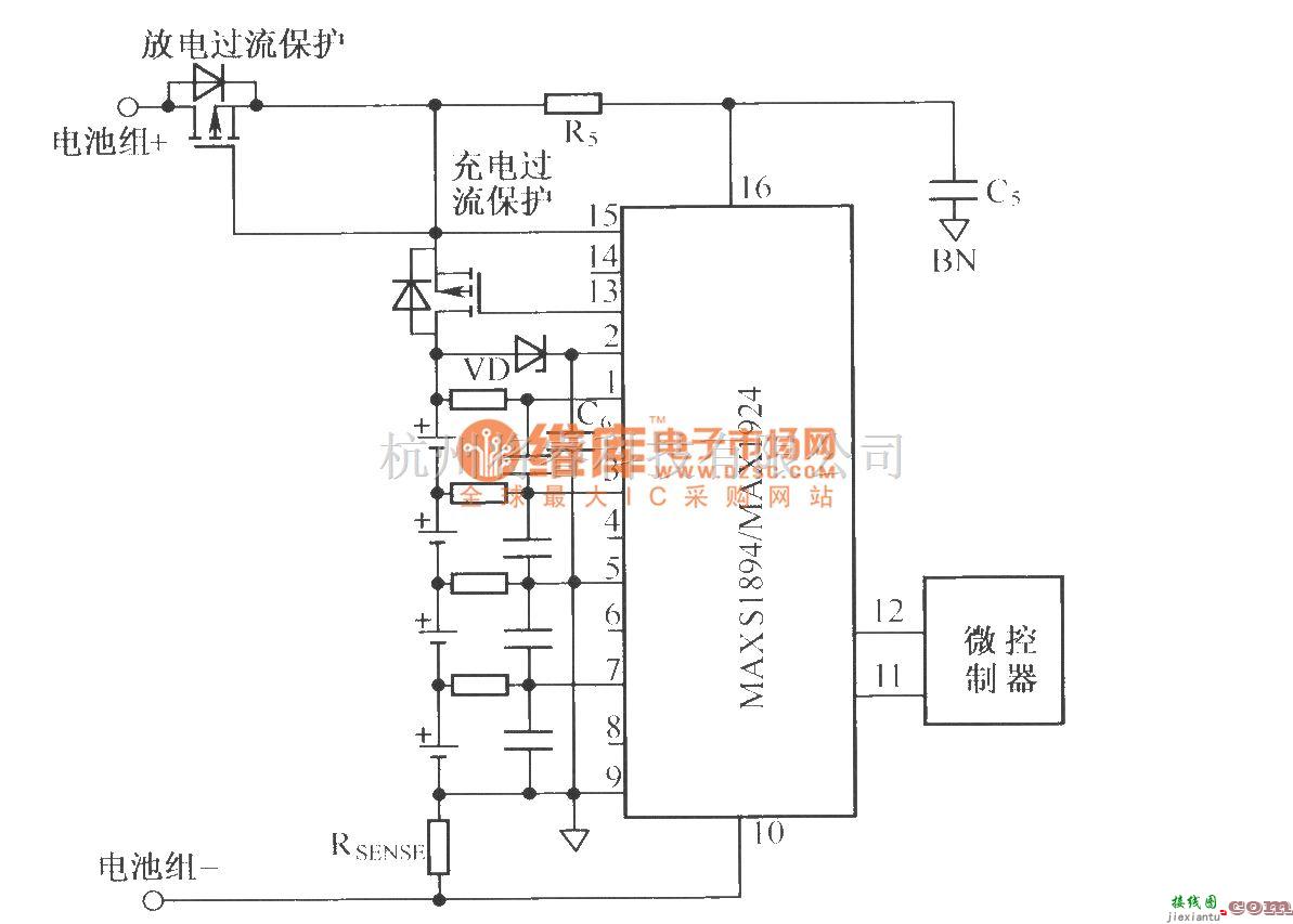 电源电路中的利用MAX1894/MAX1924组成的没有预充电功能的典型应用电路  第1张