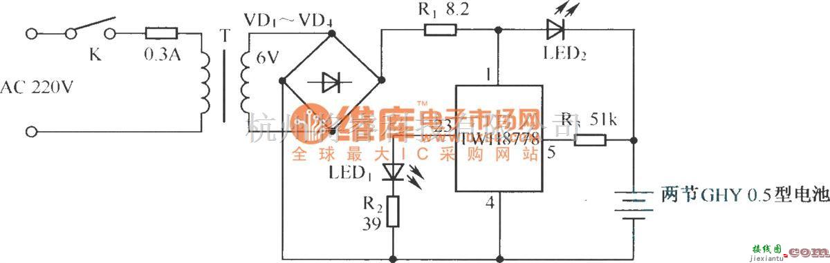 电源电路中的简单镉镍电池自动充电器电路(二)  第1张