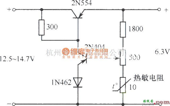 电源电路中的能在-55℃～71℃温度范围内工作的6V稳压电源电路  第1张