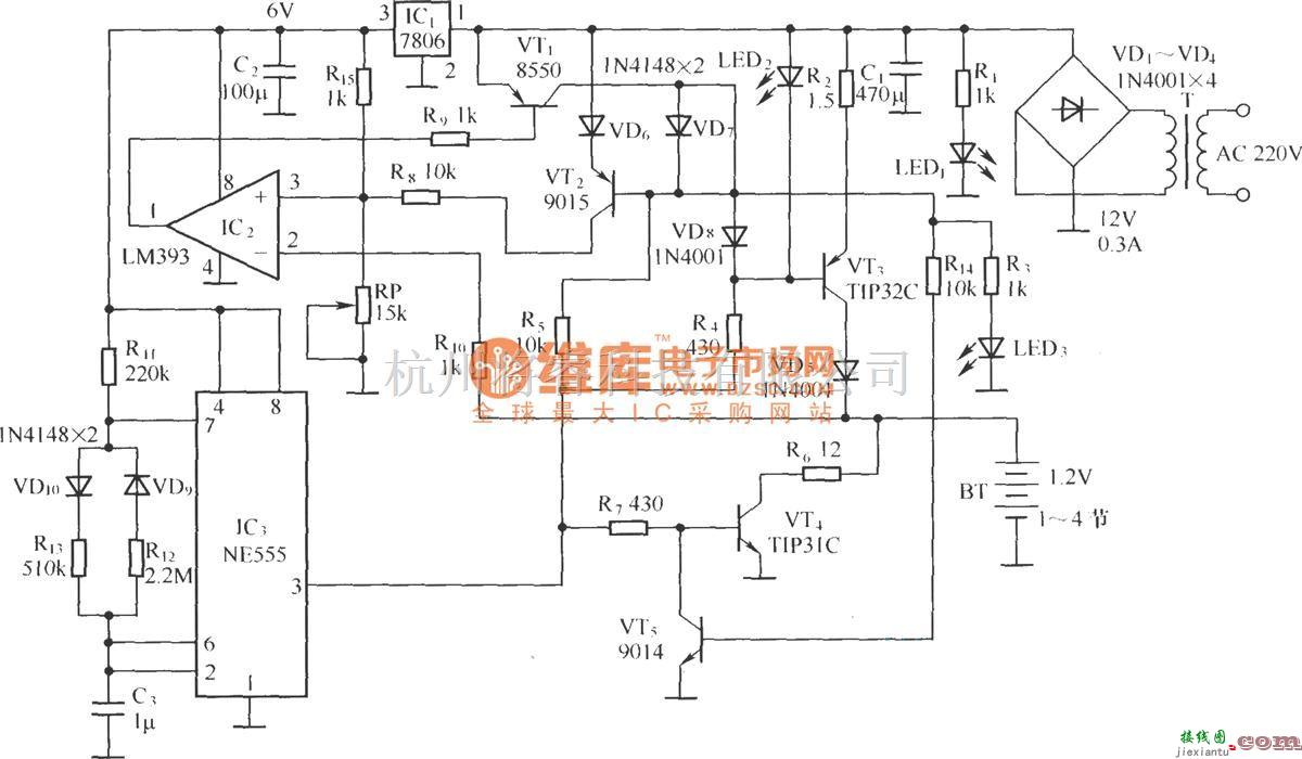 电源电路中的高性价比镉镍电池充电器电路  第1张