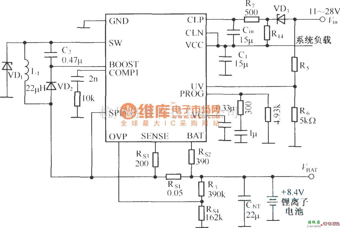 电源电路中的利用LTl769组成的2A锂离子充电器典型电路  第1张