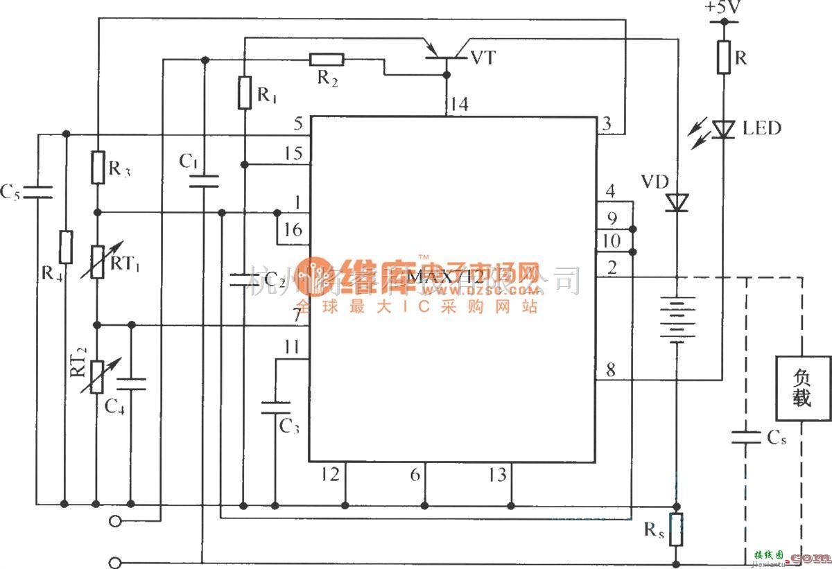 电源电路中的由MAX712构成的镍镉/镍氢电池快速充电器  第1张