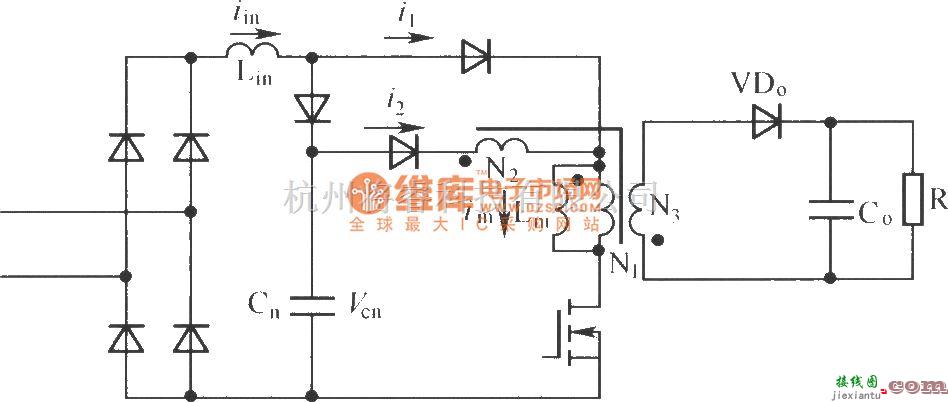 电源电路中的反激式单级并联PFC变换器电路  第1张