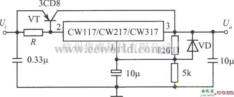 电源电路中的用外接PNP型晶体管扩展电流的集成稳压电源  第1张