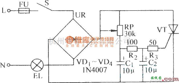 电源电路中的灯用无级调压电路  第1张