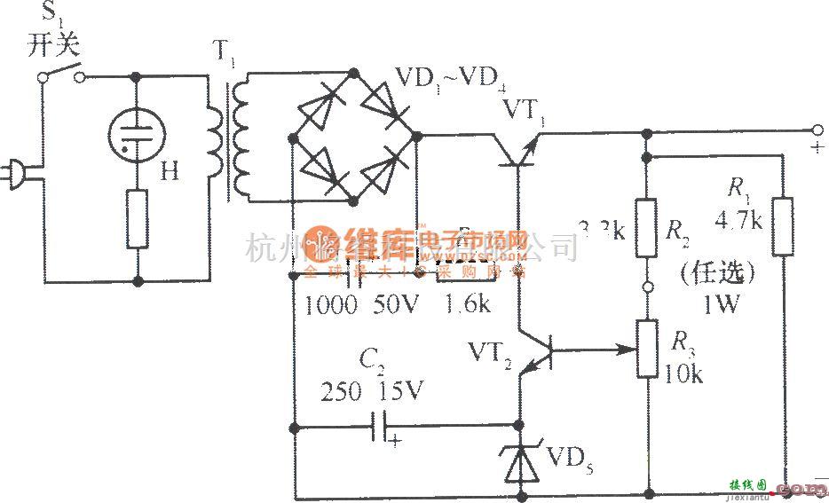 电源电路中的6～30V、500mA稳压电源电路  第1张